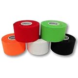 Contenido: un juego consta de cinco diferentes colores (blanco, naranja, negro, azul, rojo), Sport Tape cada uno con 3,8 cm x 10 m de longitud y borde de zigzag para separar fácilmente.