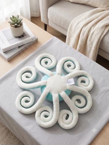 Image of ZEXSAZONE Soft Plush Octopus Toy | Cuddly Baby Stuffed Animal | Safe Toy Companion for Kids & Toddlers | Gift Option (Mint Green)
