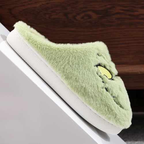 Hauioe Christmas Slippers Cartoon Plush Slippers Winter Soft Green Merry Christmas Gifts2