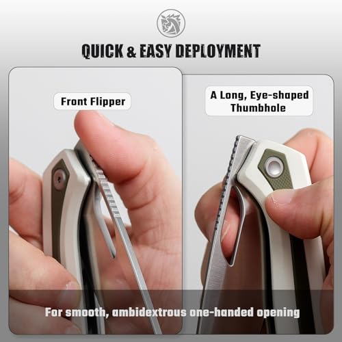 Vosteed Kroc EDC Pocket Knife - 2.99" 14C28N Satin Blade, Sheepsfoot - Top Liner Lock, White Inlays Green G10 Handle - Surviving, Camping Knives - A1808 by Vosteed - Image 5