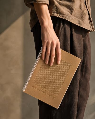Image of PaperO Professional A4 Square Grid Notebook | 5MM Square Graph Design | 100 GSM Size (8.5 x 11 inches) | Ideal for Architects & Designers | Kraft Cover | 100 Pages | (Millboard Cover Grid Book)