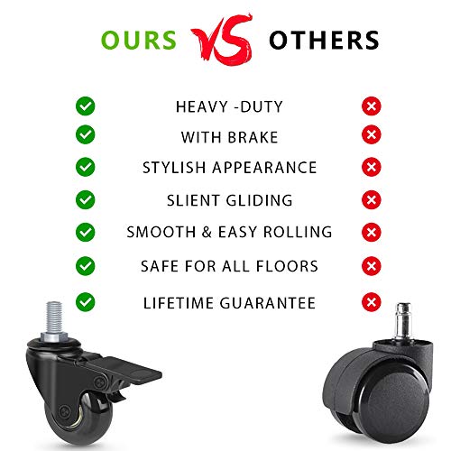 Hirate 2" Lockable Caster With 5/16"-18Unc Threaded Stem, 5Pcs Caster With Brake Safe Locking Swivel Casters For Office Chairs Home Furniture (Include Lock Nuts) #TOP4