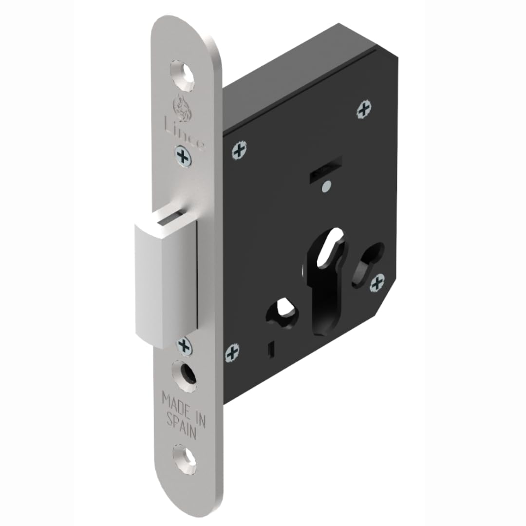 Lince Inox - 581350Rsc Euro Cylinder Mortice Lever Deadlock | 3 Inch/77 Mm | 50Mm Backset | Stainless Steel Finish | Lock For Wooden Doors