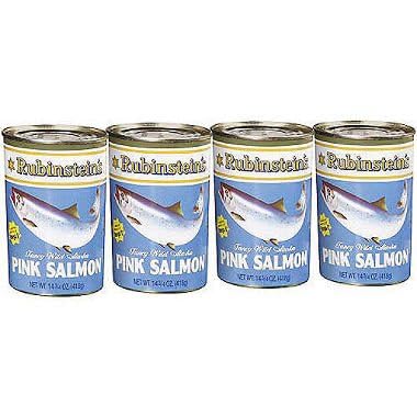 Rubinstein Pink Salmon 4/14.75 oz Cans, Pack of 2 | Wild Caught Canned Salmon