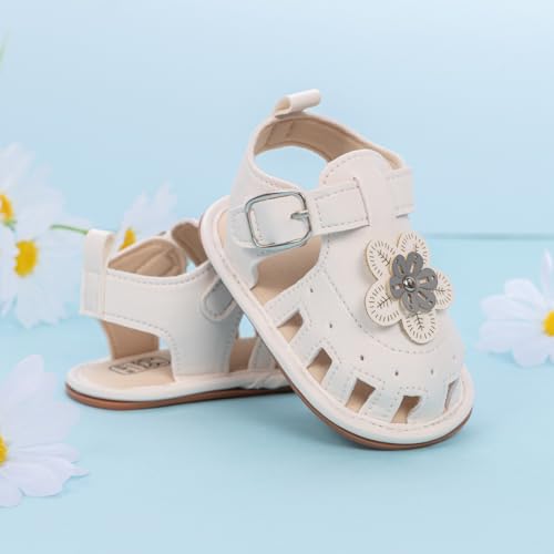 Image of HsdsBebe Baby Girls Sandals Bohemia Flower Bow Soft Sole Toddler First Walkers Beach Summer Shoes