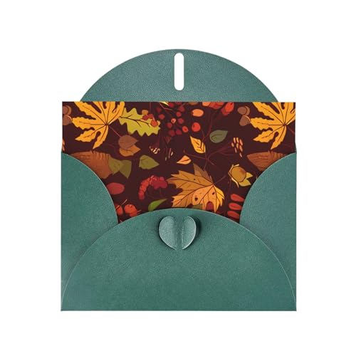 WHJSHOP Tarjeta de felicitación verde oscuro con patrón de hojas de otoño de 4 x 6 pulgadas para Navidad, cumpleaños de niños, día de San Valentín, aniversarios de boda e invitaciones de fiesta