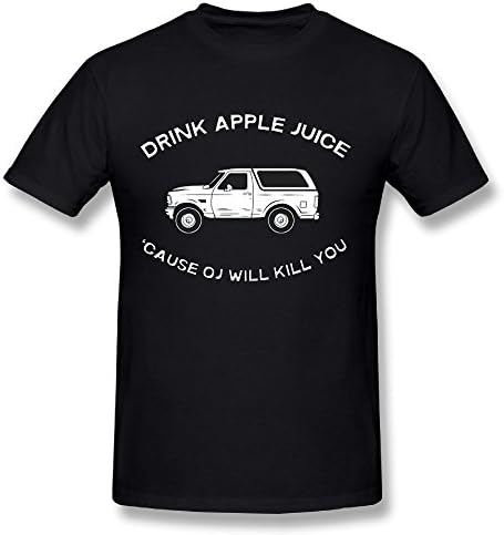 VR4U Funny Drink Apple Juice 'cause OJ Will Kill You Men Cotton Plus T-Shirt Fashion Slim-Fit Tees Black XL