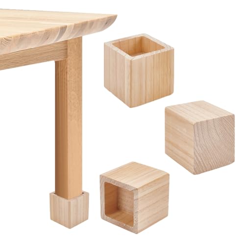 NBEADS 4 Pieza de Elevadores de Cama de Madera, Elevador de Silla con Patas de Elefante de Alta Resistencia Elevador de Muebles de Madera Cuadrada Natural para Mesa, Sofá, Diámetro Interior:6.2x6.2cm