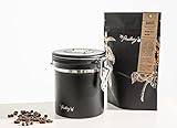 Mr. Peaberry's® Kaffeedose Aromadose schwarz luftdicht für 500g Kaffee - Vorratsdose aus Edelstahl aromadicht Datumsanzeige Behälter