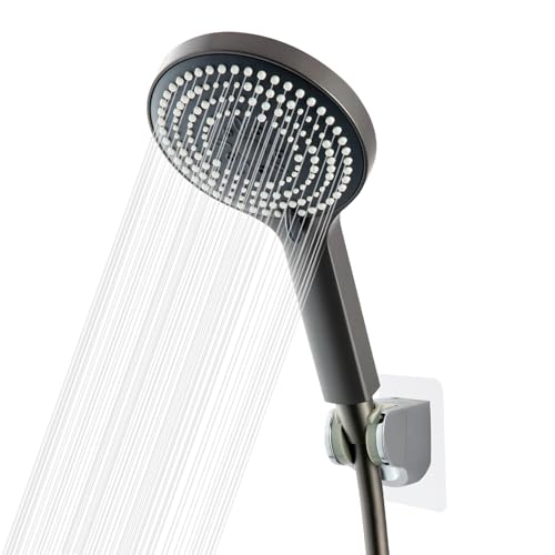 OFFO Alcachofa de ducha,Alcachofa Ducha con Manguera y soporte de 1.6m,Manguera Ducha y Alcachofa con 6 modos de Chorro,Telefono Ducha con Manguera para ahorro de agua,ducha baño,Cromo Negro