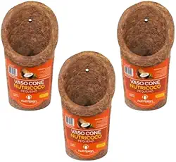 Nutriplan Kit com 3 Vasos Cone de Fibra de Coco para Orquídeas, 21,5 cm x 13 cm, Pequeno Suspenso Pendurar