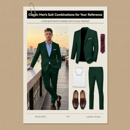 Image of Mens 2 Piece Suit Slim 2 Button Prom Suit Jacket Pants Tuxedo Set