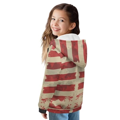 Girls Zip Up Hoodie Oversized Sweatshirt for Kids Fall Jacket with Pockets Thick Clothes for Winter 6-162