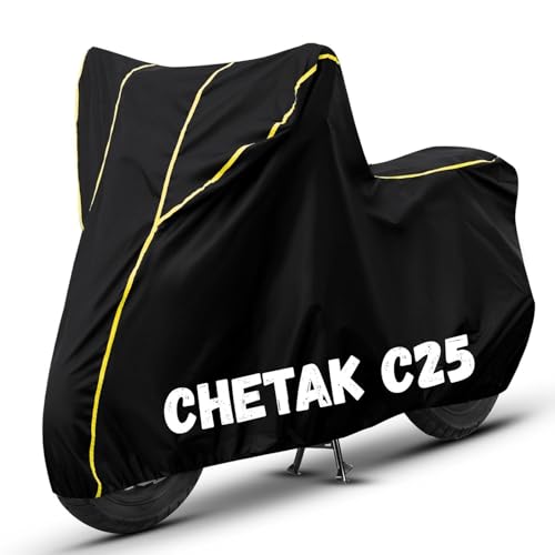 Image of Bike Cover for Chetak C25 100% Waterproof, Dustproof & Scratch Resistant| Fully Bottom Elastic UV Resistant Heavy Duty Body Cover | All Weather Outdoor Use