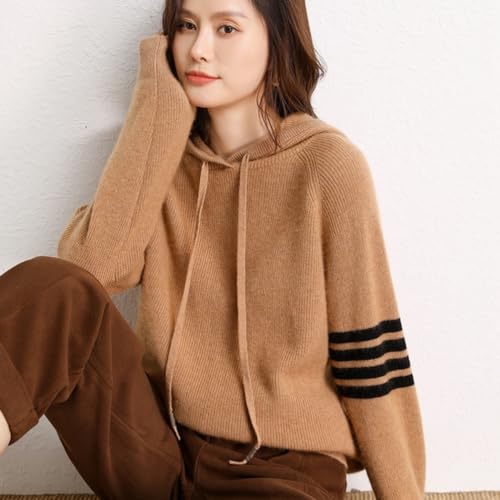 Image of Women's Long Sleeve Hoodie Cashmere and Wool Blend Pullover Tops Sweater