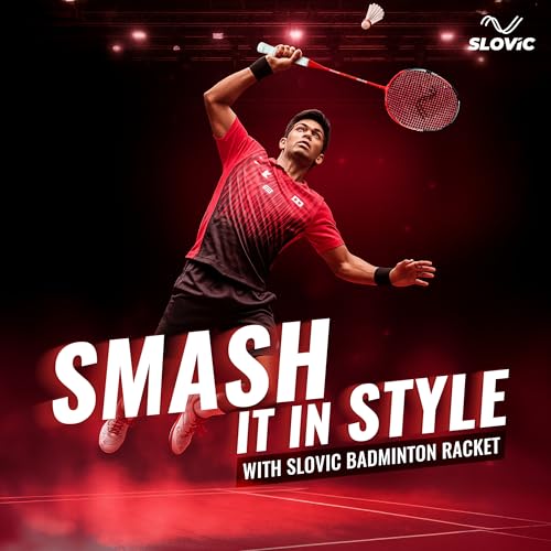 Image of Slovic Badminton Racket for Men & Women | Lightweight Racket with Nylon String Net & Cover | Ergonomic Handle with G3 Size Grip (Aluminium Racket)