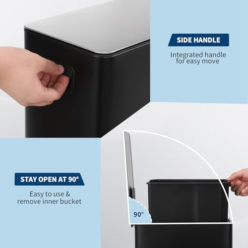 Caneca de basura rectangular acero inoxidable 15L miniatura 3