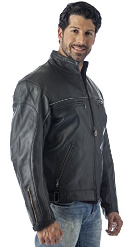 REED Mens Vented Leather Motorcycle Jacket with Light Reflector2