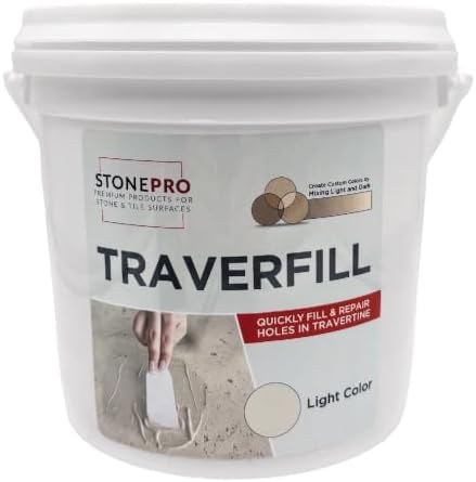 StonePro Traverfill - Travertine Repair - Fills Smalls pits, Holes & voids in Travertine & Limestone (Light 3 lb)