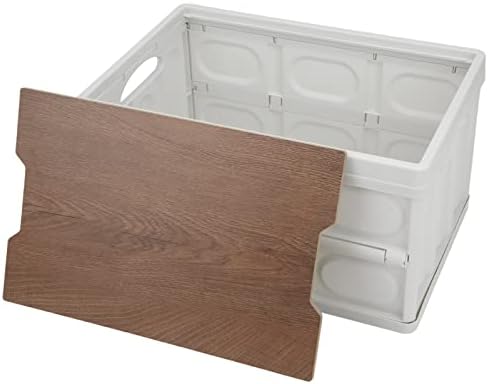 Multifunctional Outdoor Folding Storage Box - Large Capacity, Removable Wooden Panel, Thickened PP Material, Portable for Camping & Picnic (White)