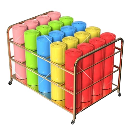 Support de tapis de yoga à roulettes meuble d'organisation pour coin fitness à la maison