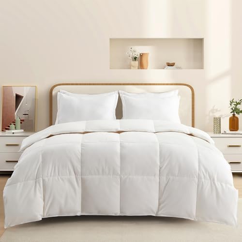 Deodar Light Duvet, 250 GR/m² White Goose Down Feather Filling Bed Quilt, 6 Tog Breathable Duvet, 100% Organic Cotton Shell, Washable, Öko-Tex and RDS Certified, Single Bed - 135x200cm