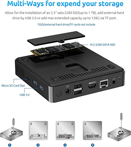 BMAX Mini Pc 6GB DDR4 64GB eMMC Celeron N3350 Fanless Desktop Computerr, 2.4G+5G Dual Band WiFi,HDMI+VGA Doppio Display, 4K HD for Business e Entertainment Mini Computer Micro PC – Bild 4