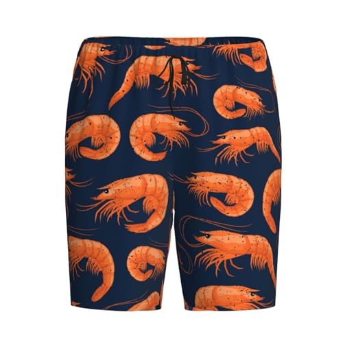 Shrimp Pattern Sea Food Pattern Men's Beach Shorts Pajama Shorts Swim Trunks with Pockets Funny Swimsuit4
