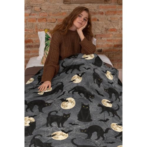 Black Cat Blanket,Cat Blanket for Women,Halloween Blanket Gifts for Kids — view 3