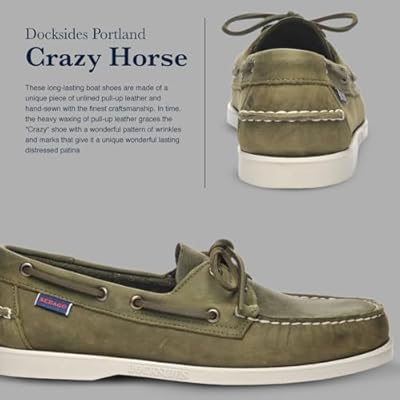 Sebago Men's Docksides Portland Nubuck Boat Shoes, Green Green Military 909, 10 UK