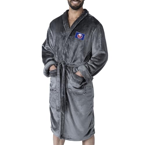 Northwest NHL New York Islanders Transfer Patch Silk Touch Bath Robe, Large/X-Large, Charcoal Logo