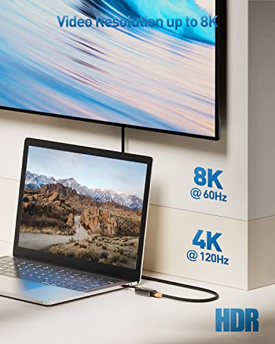 Cable Matters Portable 8K Usb C To Hdmi 2.1 Adapter Support 4K 120Hz And 8K 60Hz Hdr, Hdcp 2.3, Hdmi To Usb C Adapter, Thunderbolt 4, Usb4 Compatible, Max Resolution On Macbook Via Adapter Is 4K 60Hz #TOP4