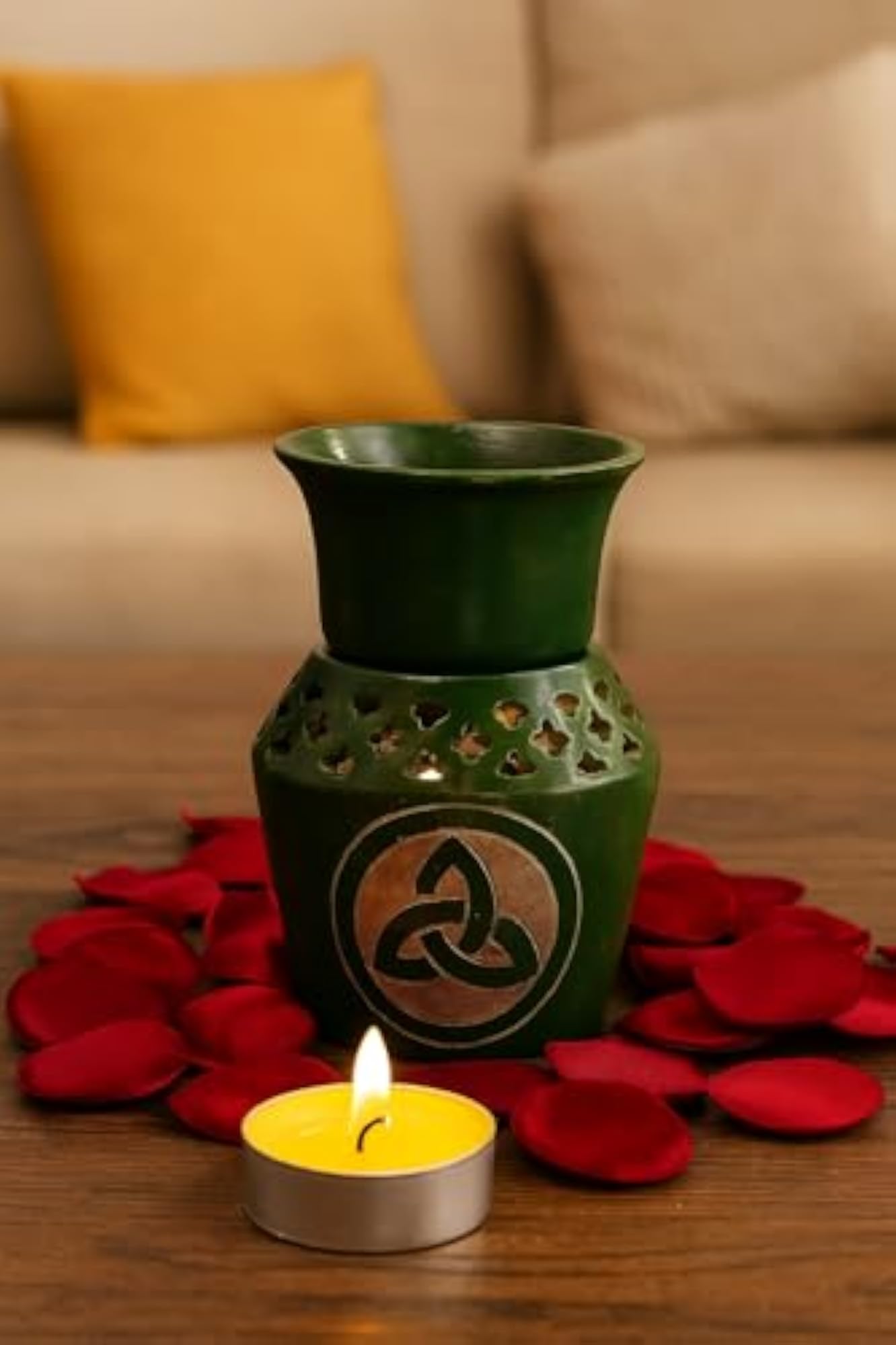 Handmade Soapstone Oil Burner, Artistic Aroma Diffuser for Home & Spa