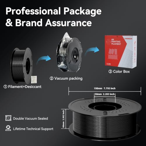 Image of Kingroon Silk PLA Filament 1.75mm, 3D Printer Filament Black 1kg