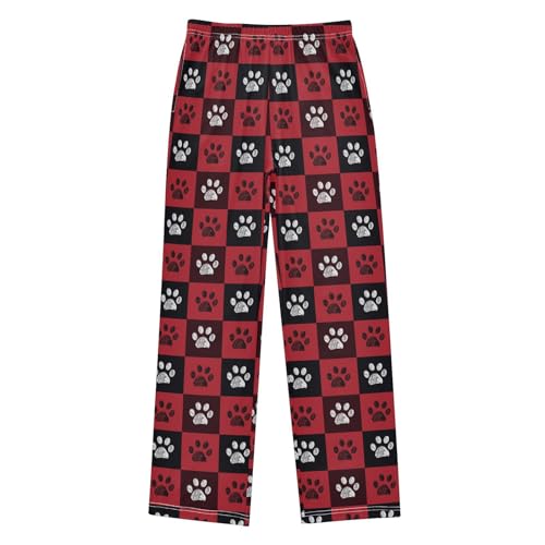 Plaid Red Black Christmas Paw Boys Pants for Kids Jogger Pants with Pockets S-XL