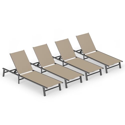 Ciokea Foldable Outdoor Lounge Chair Set of 4, No Assembly