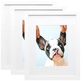 AINAHYVA 8x10 Picture Frame Set of 3, Display Pictures 5x7 with Mat or 8x10 Without Mat for Wall or