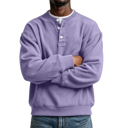 Corduroy Long Sleeve Henley Shirts for Men Casual Pullover Fall Shirt - image 6