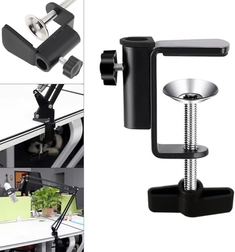 Image of SHOPEE Aluminum Desk Base Clamp Mount C-Clamp Clip Mount for Camera /Monitor, Desktop & Table Mount Holder for Microphone Boom Scissor Arm /Articulating arm Stand /Mic & Tablet (Black)