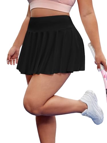 Floerns Women's Plus Size High Waisted Pleated Tennis Workout Skirt