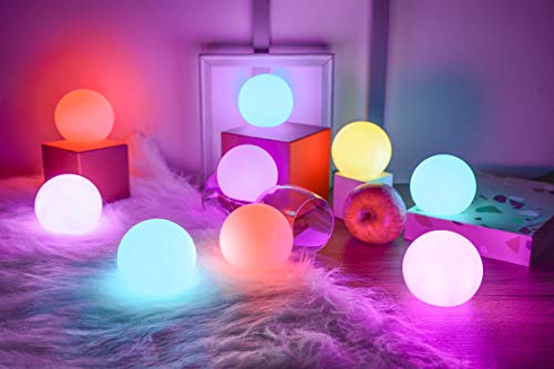 BLUEYE 3-Inch Rechargeable LED Christmas Ball Ornaments Light, High Power 0.4W, Li-Battery, Remote Control,16 RGB Colors, Dimmable, IP68 Floating Pool Orb (10Packs)