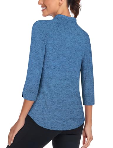 Image of Cucuchy Style Womens Golf Shirt 3 /4 Sleeve Quarter Zip Workout Tennis Tops Quick Dry UPF 50+ Shirts