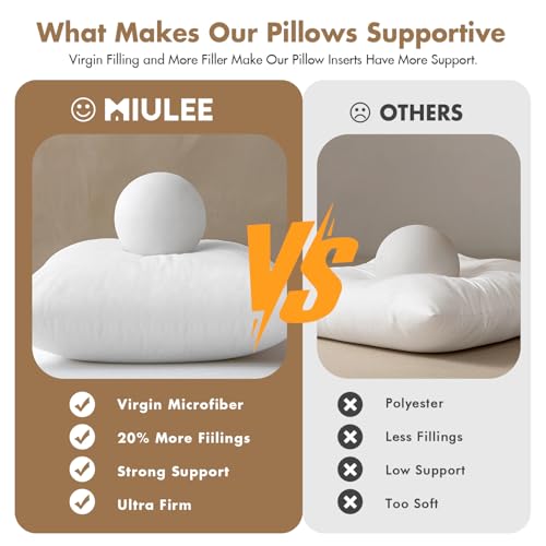 MIULEE Set of 2 Throw Pillow Inserts 20x20 Inches, 100% Virgin Filling Nonwoven Pillow Inserts for Couch Sofa Living Room