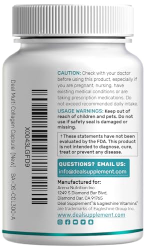 Multi Collagen Pills with Vitamin C, E & Biotin, 300 Capsules – Hydrolyzed Collagen Peptides – 11 in 1 Formula with Saw Palmetto, Bamboo Silica, & Hyaluronic Acid – Hair, Skin, Nail, & Joint Health - Thumbnail 7