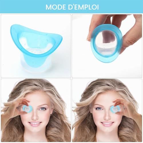APOMOONS 2 Pièces Silicone Lavage Oculaire Outil, 10 ml Portable Tasse de Bain pour les Yeux, Réutilisable Douche Oculaire, Bleu, Rose – vue 5
