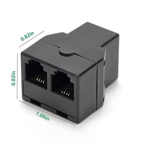 Miniatura 2 de Divisor de línea telefónica, divisor de teléfono, con enchufes RJ11 6P4C, adecuado para teléfono, máquina de fax, negro (paquete de 3 unidades)
