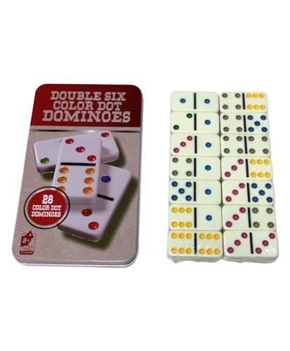 Toy Imagine™ Double Six Color Dot Dominoes Set – 28-Piece Educational Game in Tin Case | Classic Matching Game for Kids & Families | Multicolor Dominoes for Ages 5+ - Image 2 thumbnail