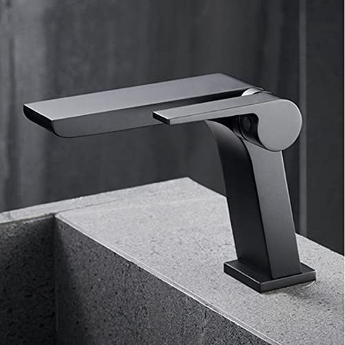 Robinet cascade salle de bains mitigeur noir lavabo monotrou évier - 2
