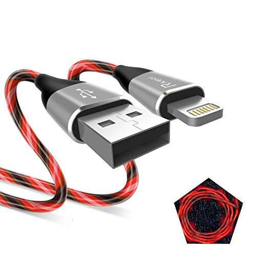 Image of Light up iPhone Charger Cord, LED Lightning Cables 1 Pack | Apple MFi Certified | USB Fast Charging Cord for Apple iPhone 13 12 11 Pro Max XR XS X /8Plus /7Plus /6Plus /5s /iPad More (6FT, Red)
