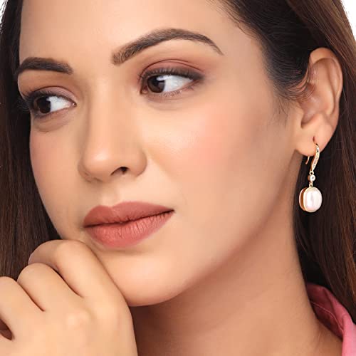Geometrical Pearl Drop Hook Earrings